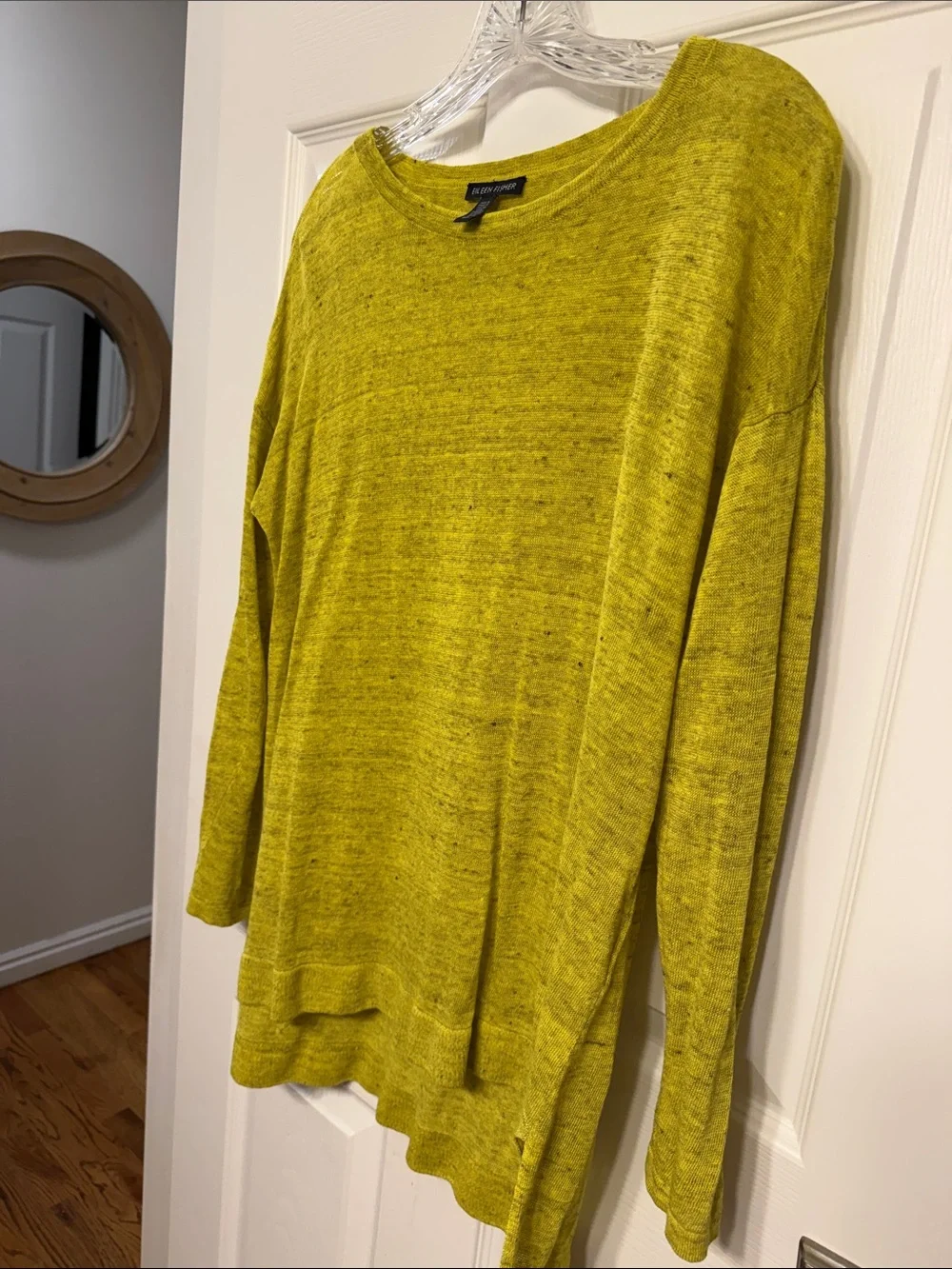 Eileen Fisher Chartreuse Lightweight Scoop Neck Sweater